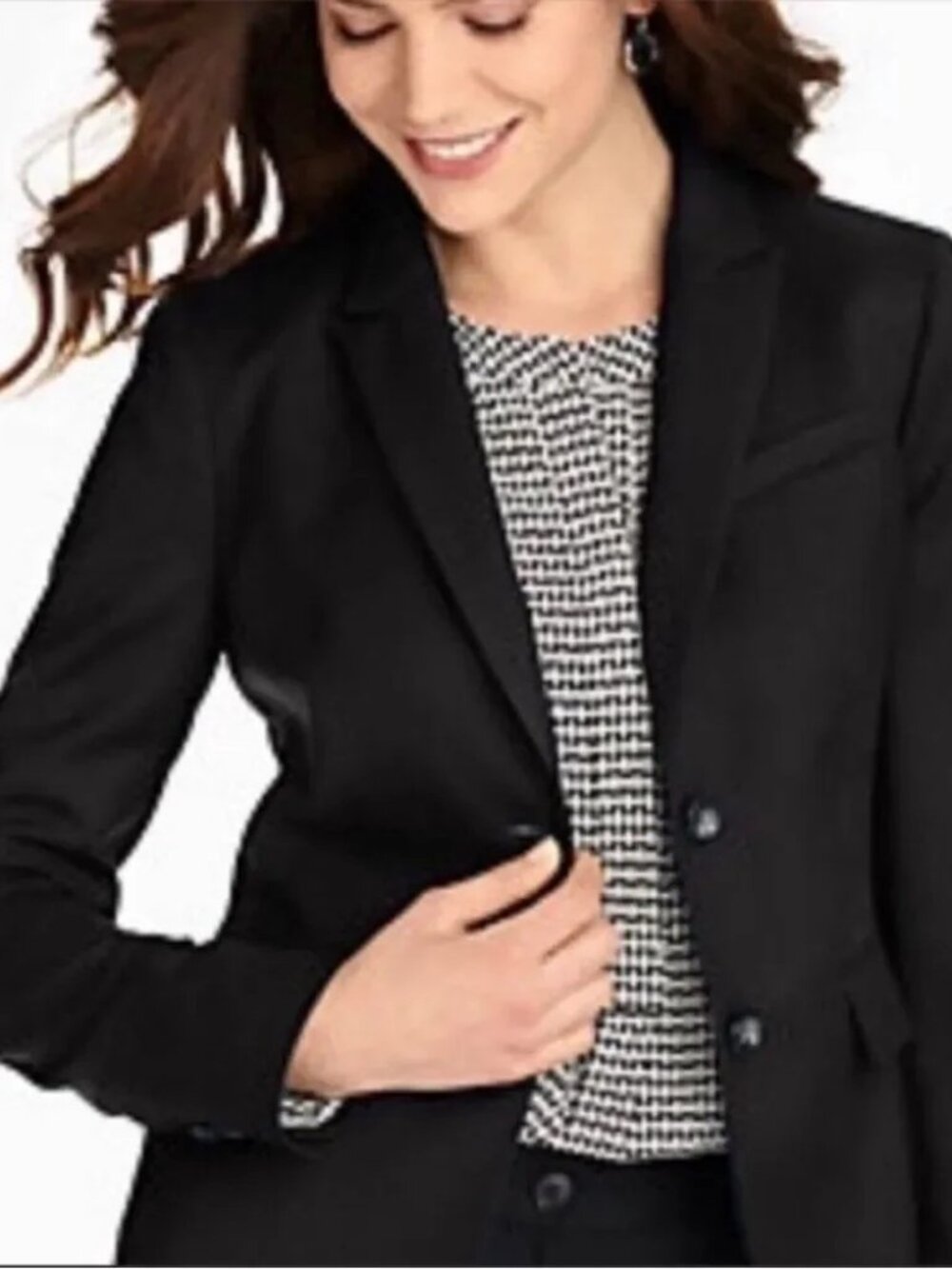 TALBOTS Black Wool 2 Button Single Breasted Suit Blazer - Like New
